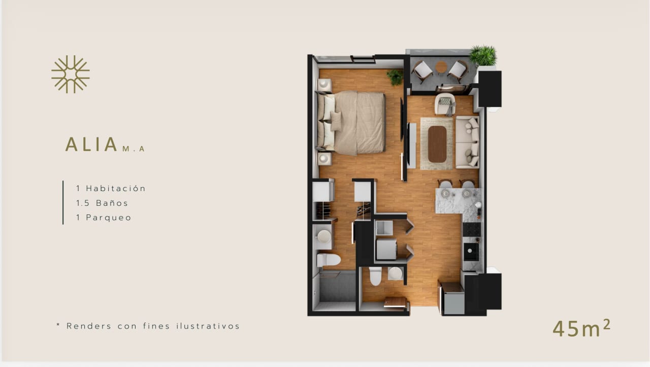 Apartamento en venta en Zona 10 | 45 m² | Invierta desde US$989 al mes — foto 1 de 9